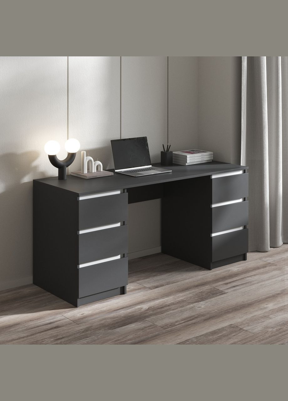 Стіл комп'ютерний, письмовий з двома тумбами на 6 висувних ящиків c фасадами без ручок R-2 VAYS (373034269)