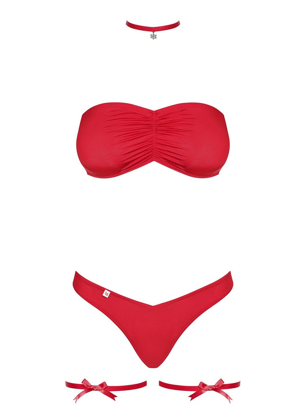 Червоний демісезонний комплект з підв'язками kissmas set Obsessive