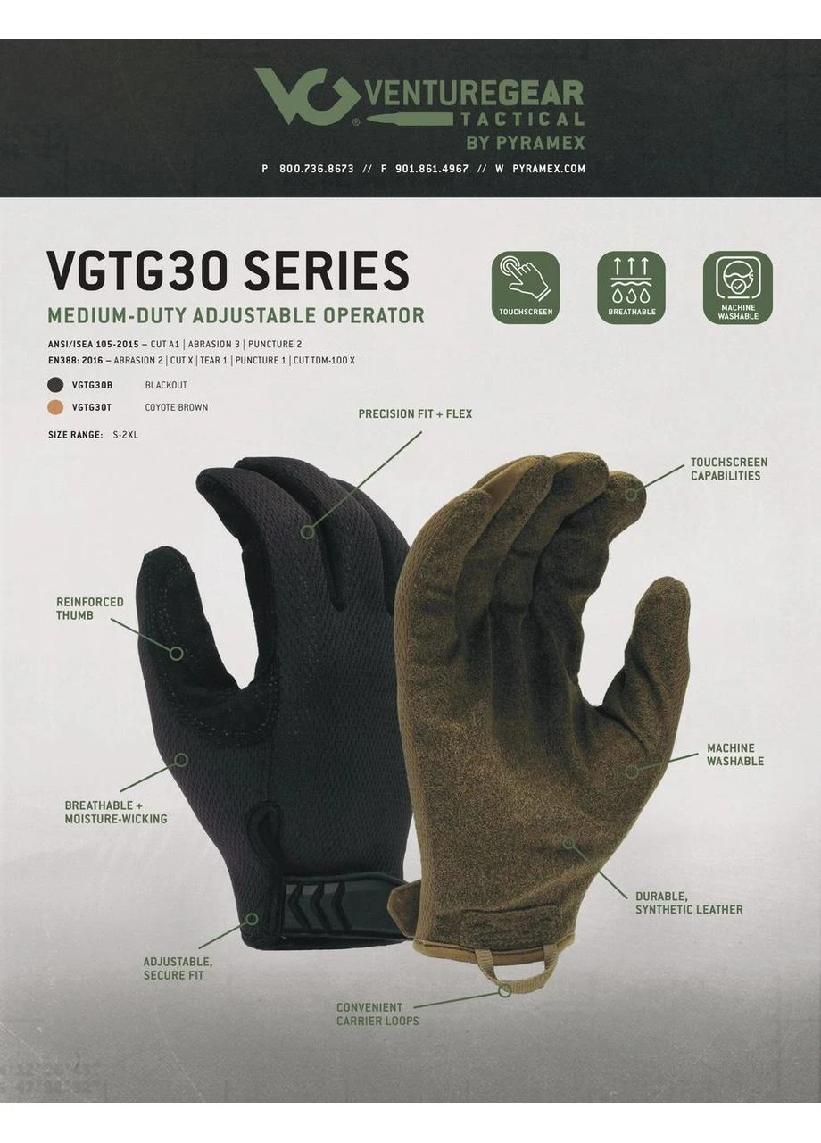 Тактичні рукавиці VGTG30 Medium-Duty Operator, пісочні, розмір S (7) Venture Gear (378710675)