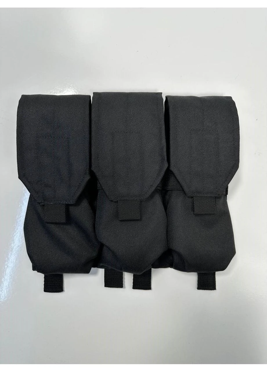 Подсумок тройной для магазинов АК закрытый с MOLLE (Черный) No Brand (390673468)