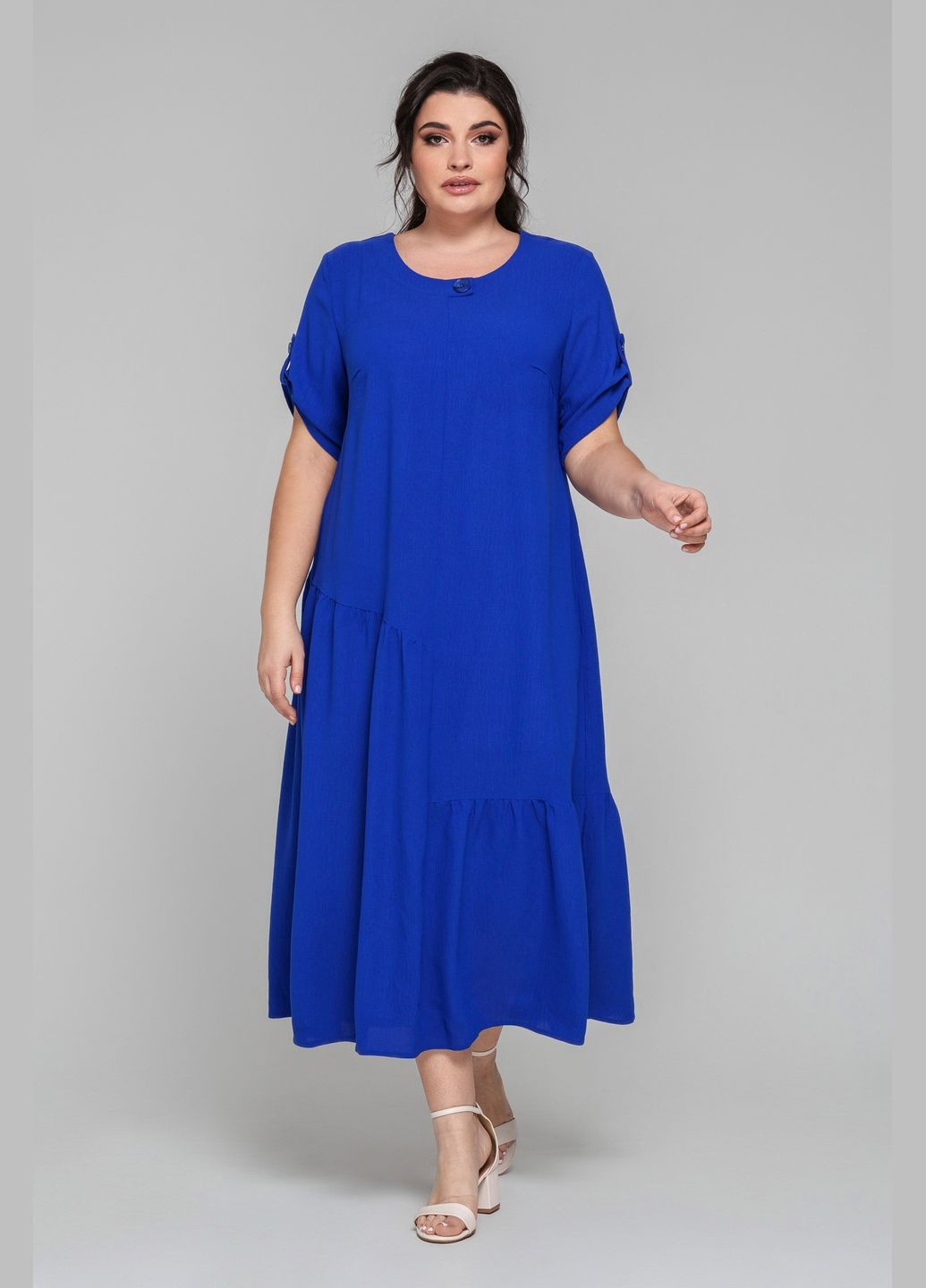 Темно-синя повсякденний жіноча однотонна сукня прямого силуету all posa (ap101849p) A'll Posa