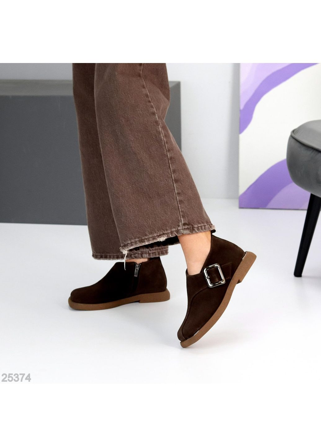 No Brand Замшеві туфлі коричневий з натуральна замша, — демісезон (369363752)