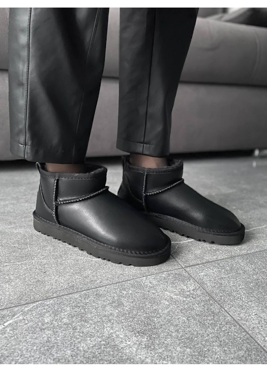 Жіночі Уггі UGG Ultra Mini Black (Шкіра) (366197035)