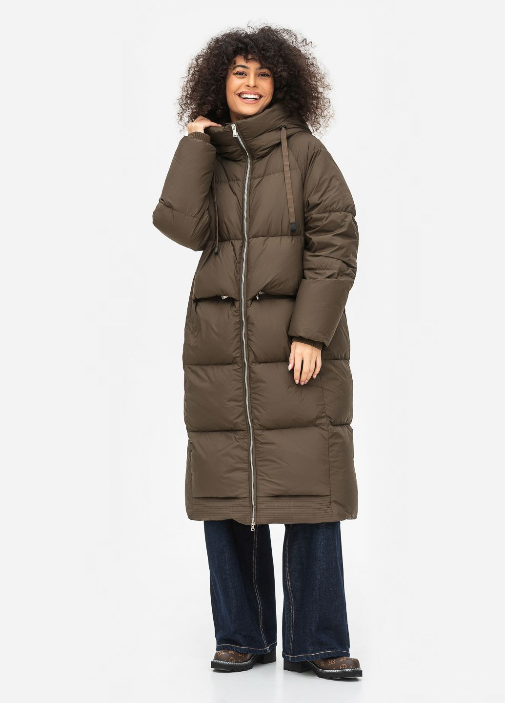Оливковий (хакі) зимній Пуховик Yimosis