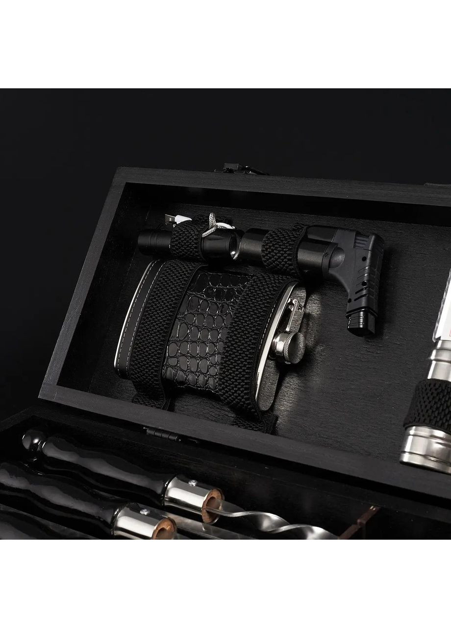 Набір шампурів "grills g6" для шашлику, нержавіючий метал, деревяний кейс + гравіювання No Brand (365654965)