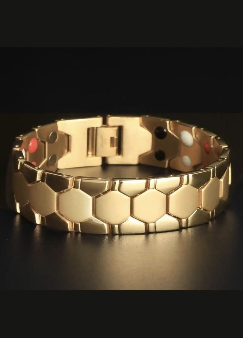 Магнітний медичний браслет для схуднення антицелюлітний з акупунктурними точками "Біо Магніт" золотистий No Brand (317353285)