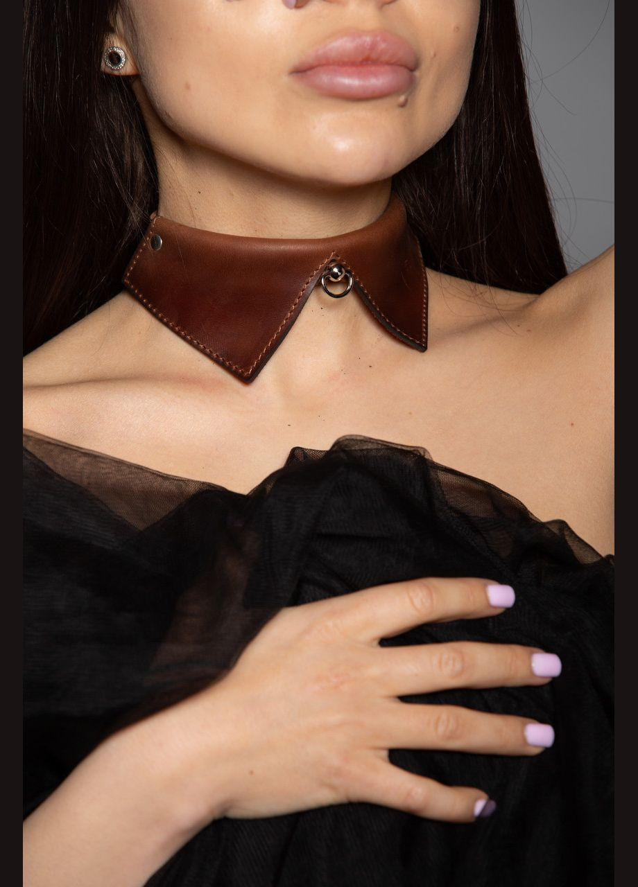 Кожаный чокер воротничек СК-2 коричневый Edena (308861516)