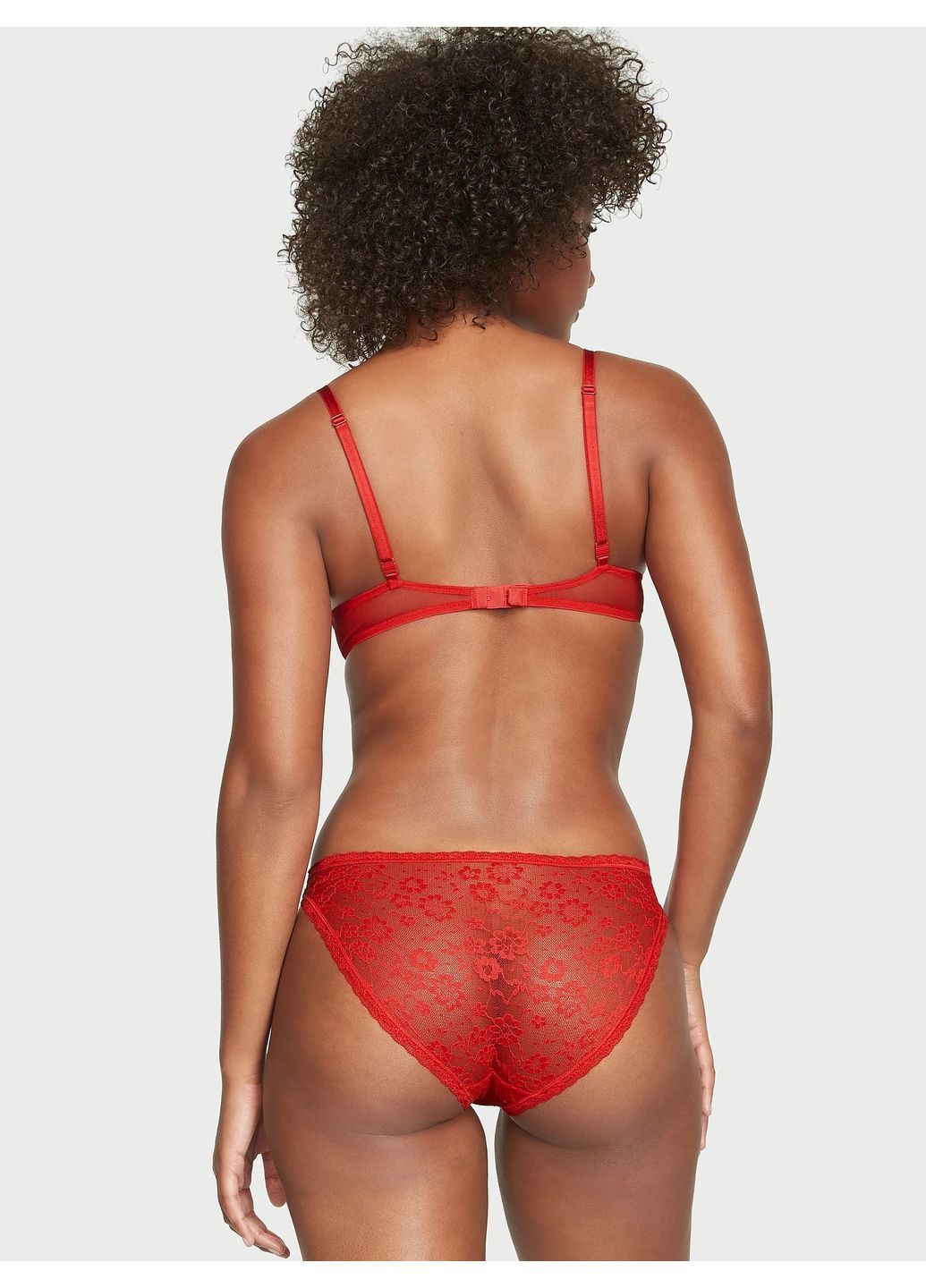 Кружевные женские красные трусики бикини Victoria's Secret бікіні (364813900)
