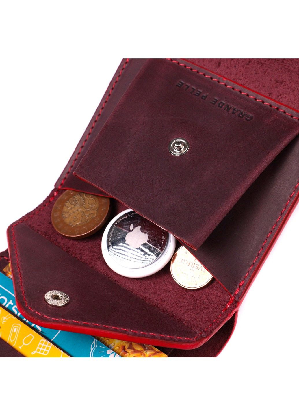 Стильный кошелек для женщин из матовой натуральной кожи 16812 Бордовый Grande Pelle (292849780)