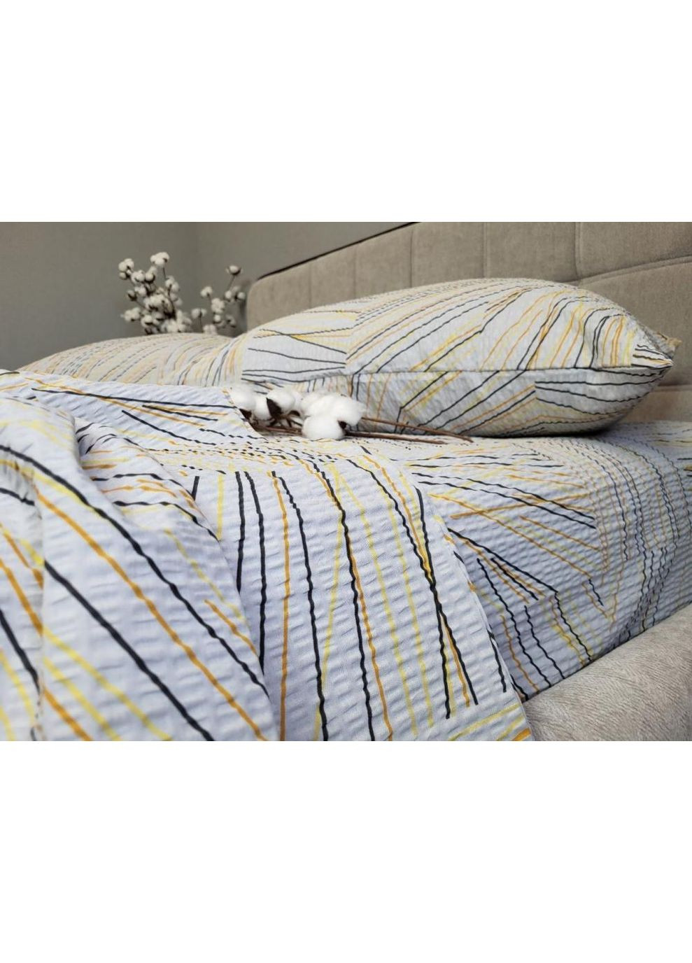 Постельное белье Графика, ранфорс гофра (жатка) Двуспальный размер, наволочки 70/70 No Brand (364213557)