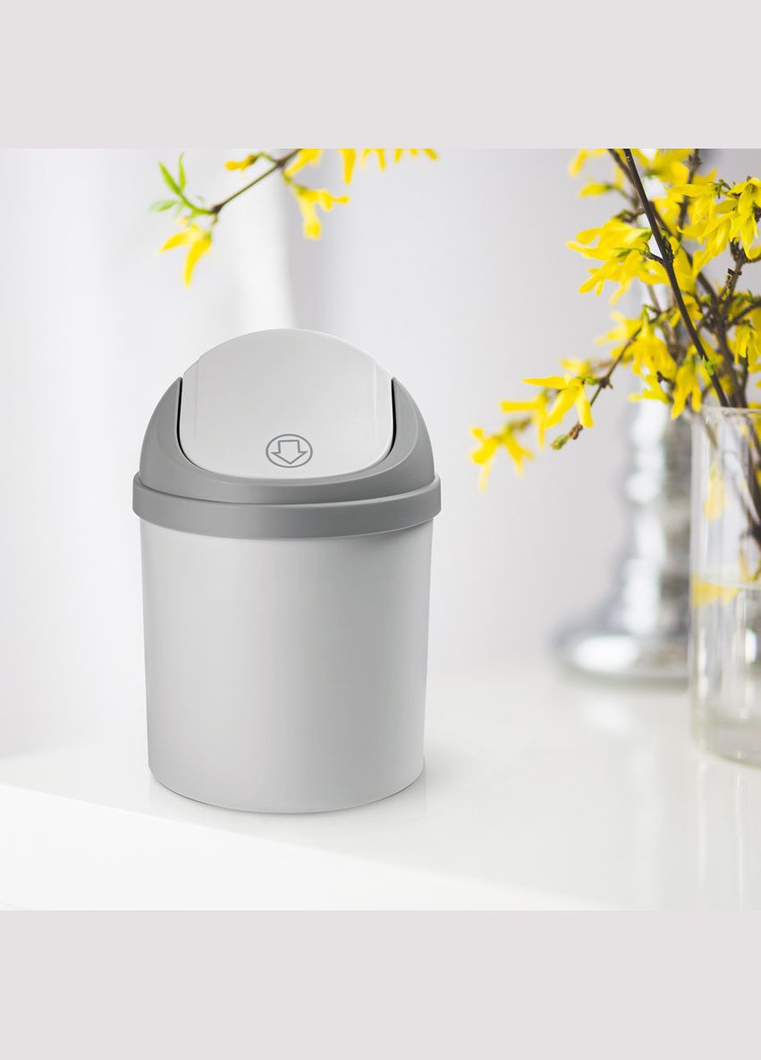 Відро для сміття з кришкою MVM BIN-10 1,6 л Сіре (BIN-10 1.6L GRAY) МВМ (365280787)