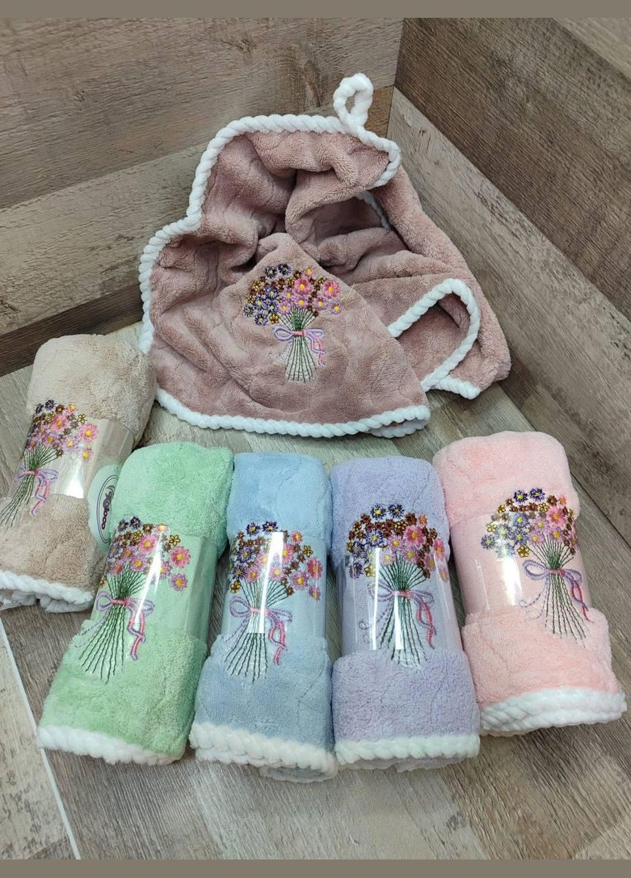 Комплект кухонных полотенец микрофибра 6 шт 35х70 см Букет (П4Кmur-kuhnya-005-06) No Brand однотонный комбинированный