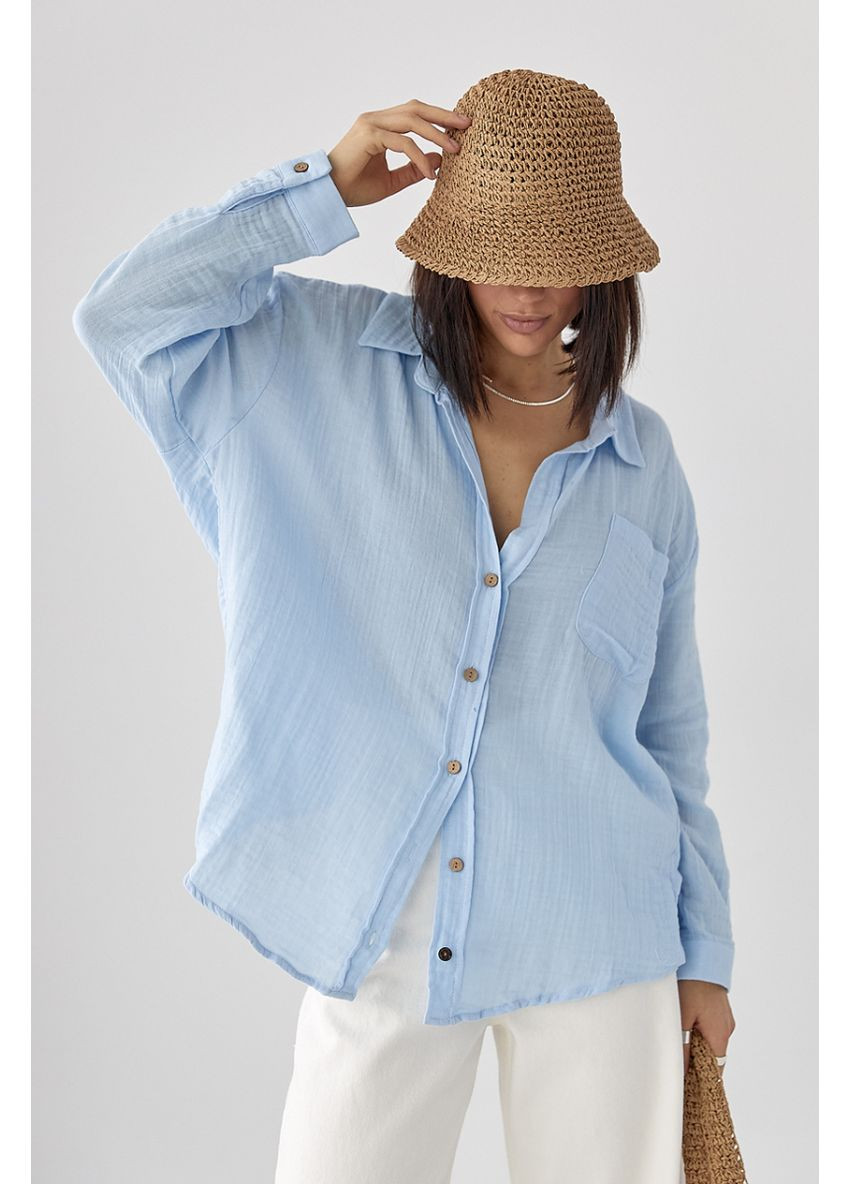 Голубой кэжуал рубашка однотонная Lurex