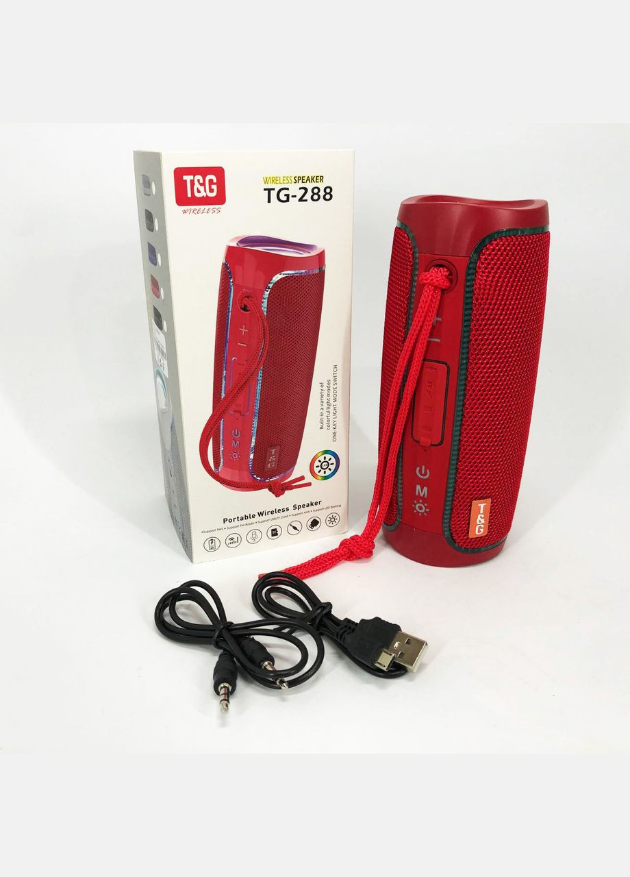 Портативная Bluetooth колонка с LED подсветкой TG288. Цвет: корасный T&G (297442984)