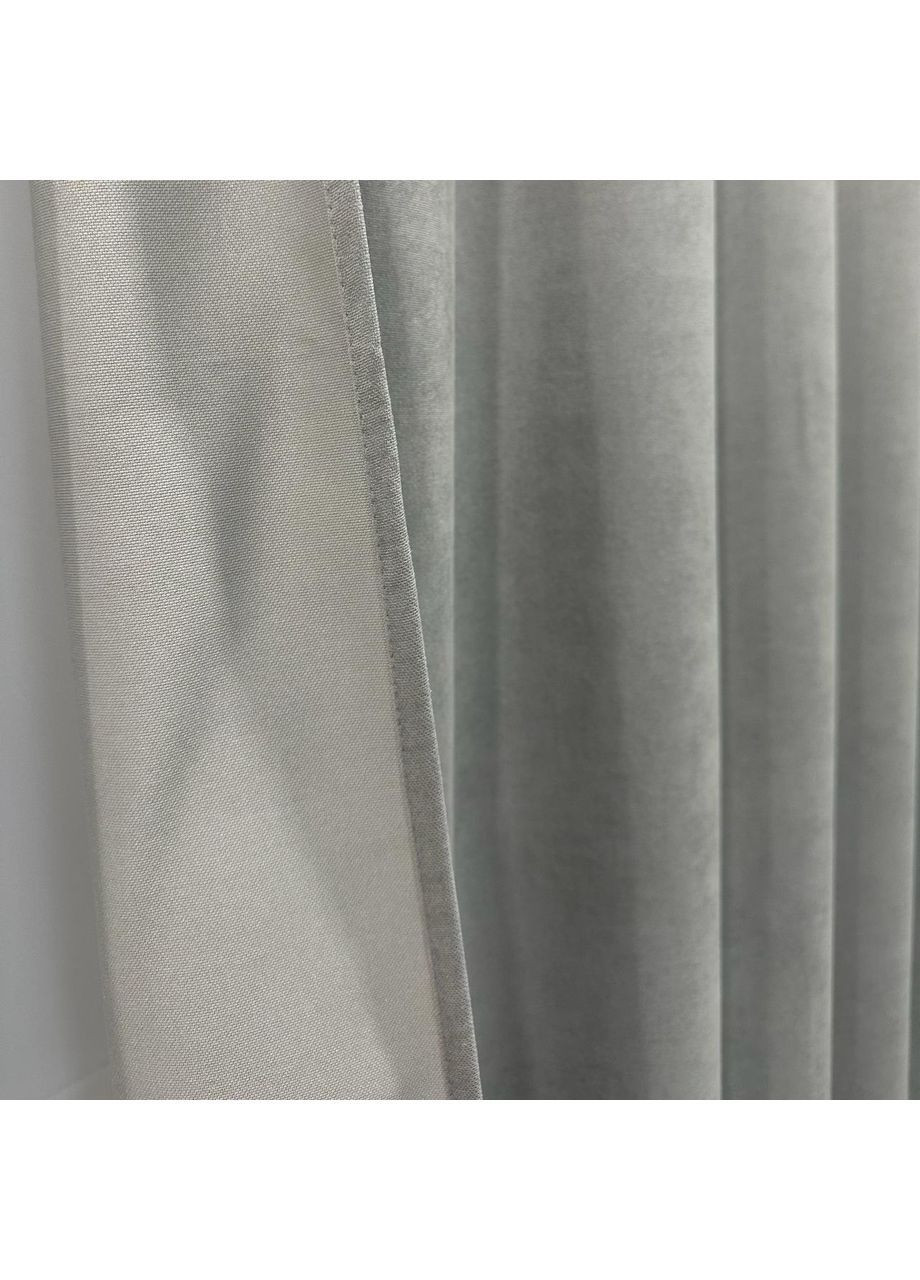 Комплект штор світло сірого кольору мікровелюр "Luxury Touch" (2 шт. по 1.5x2.7 м)- готові на тасьмі. Розкіш та затишок! No Brand (366561113)
