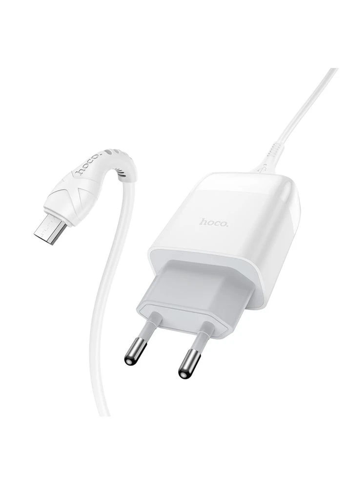 Зарядний пристрій C72Q USB QC + кабель USB to MicroUSB білий Hoco (389206768)