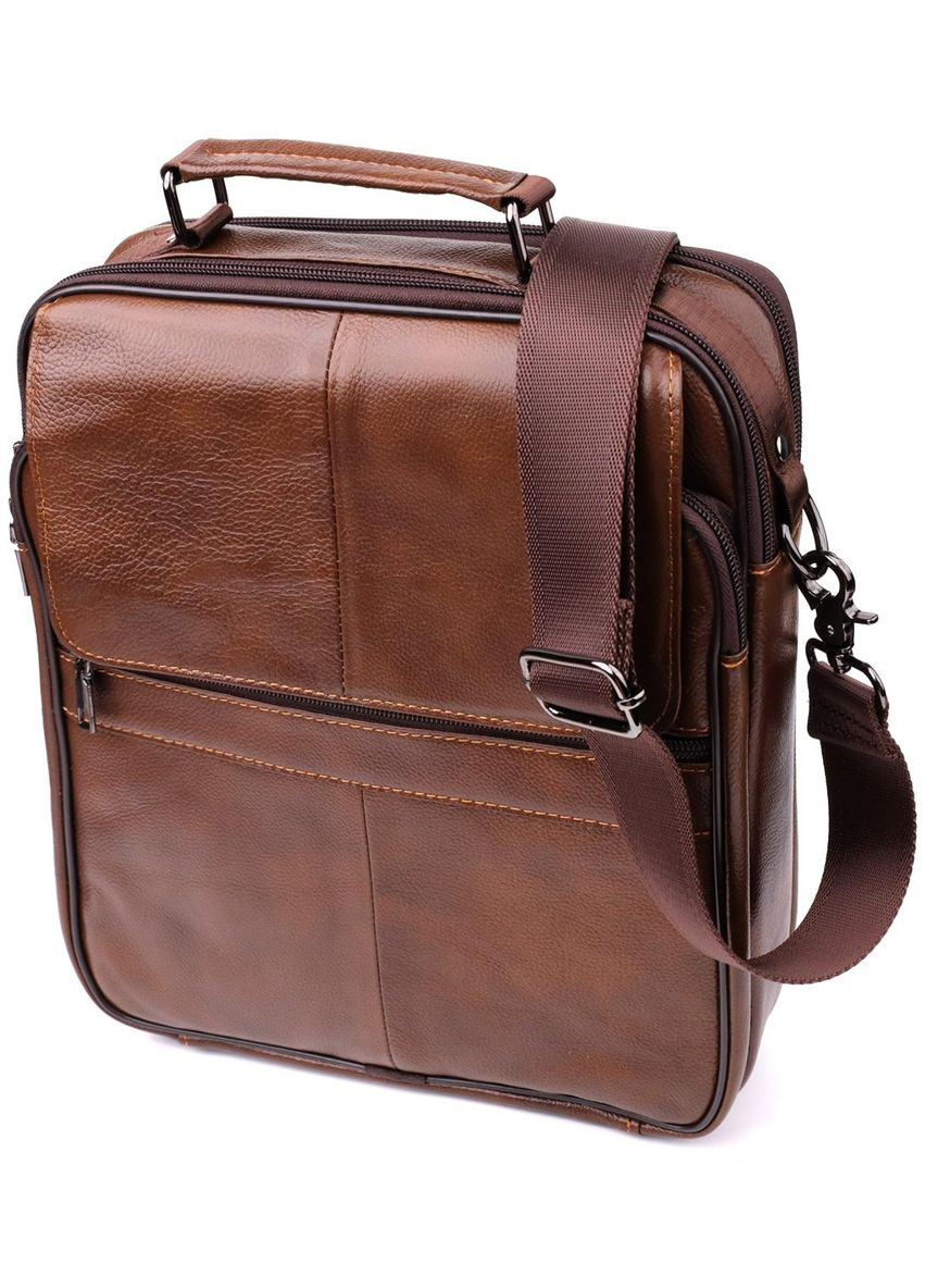 Сумка планшет через плечо мужская из натуральной кожи для телефона и для документов средняя Коричневый 38220 Vintage (355245168)
