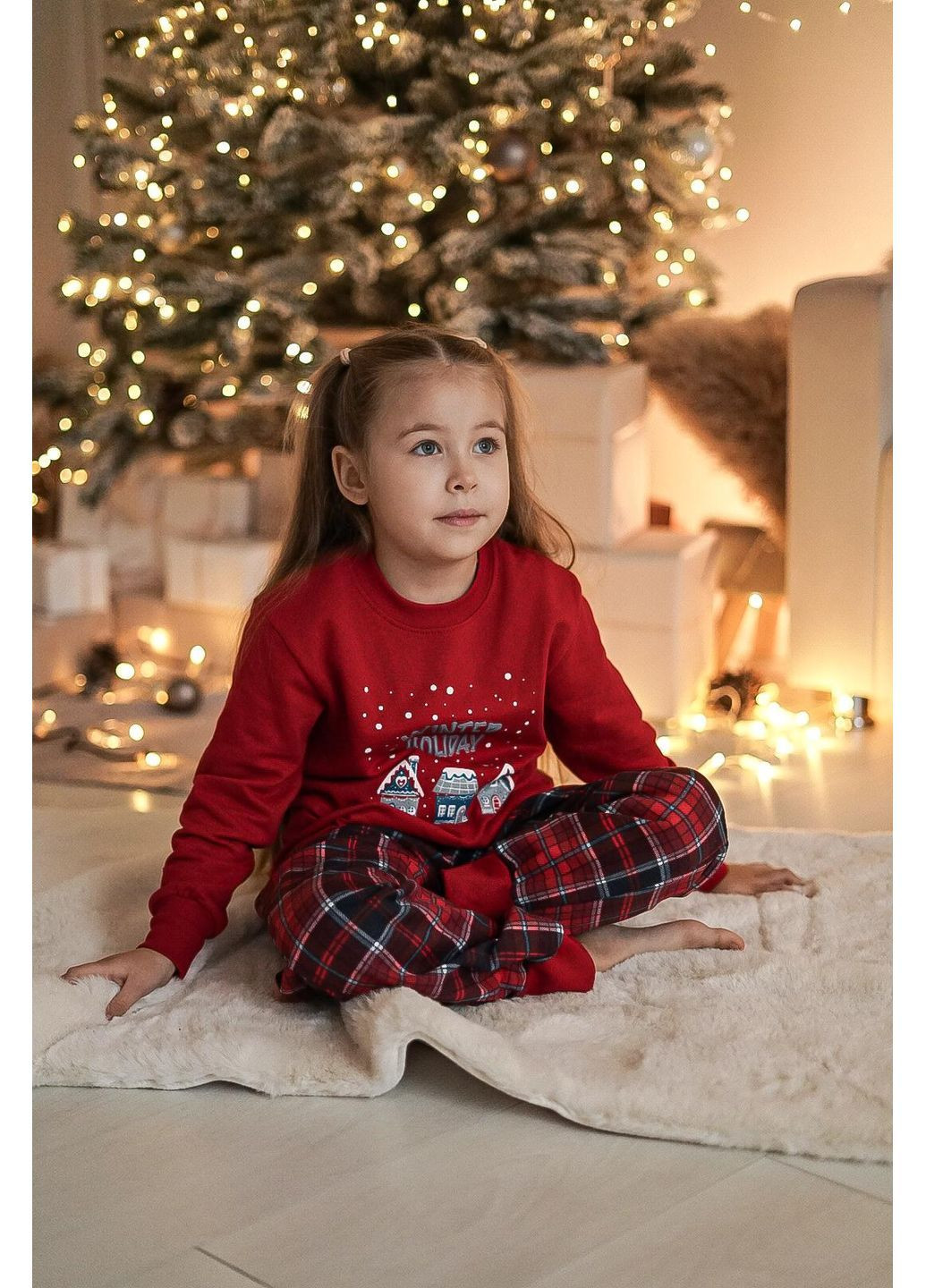 Красная пижама детская теплая "winter holiday" кофта + брюки Cosy