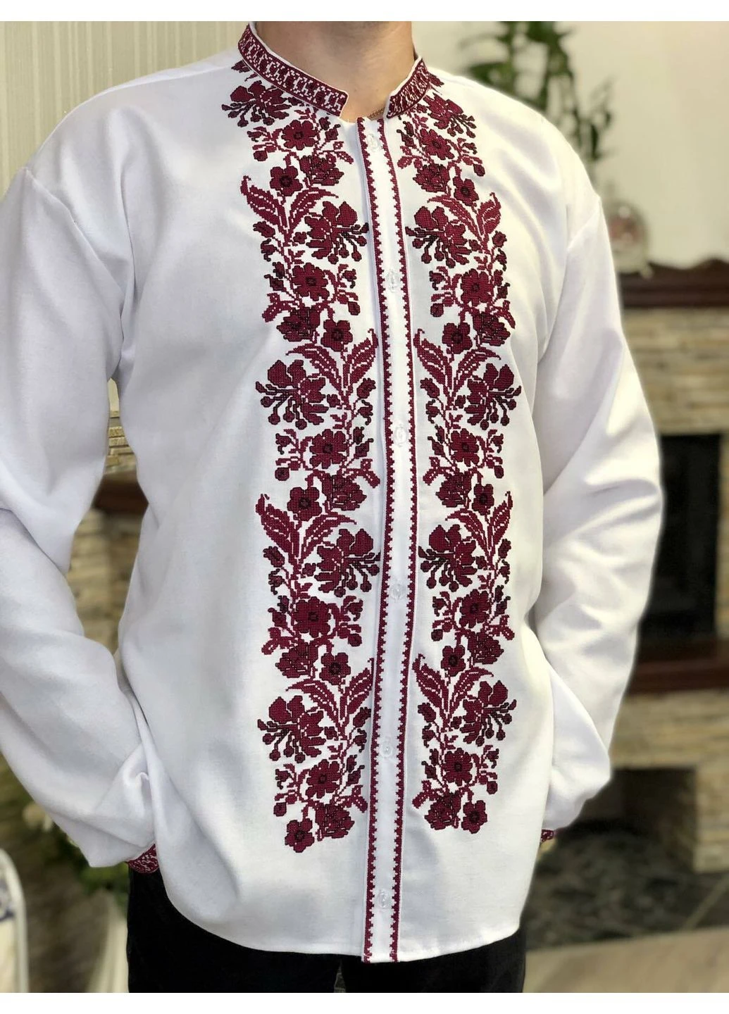 Сіра вишиванка, чоловіча вишита сорочка Українська вишиванка візерунок орнамент пряма домоткане полотно (385820796)