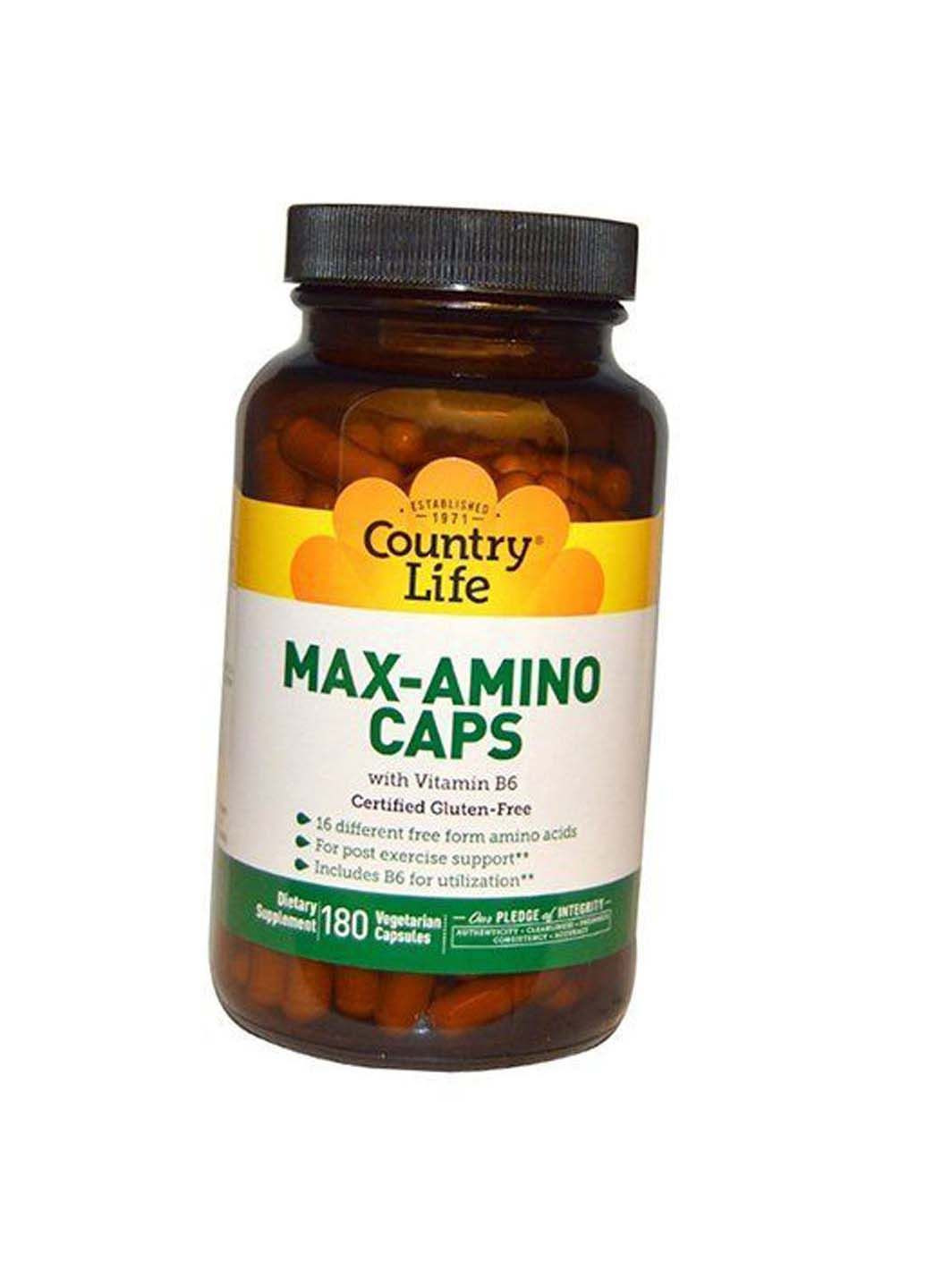 Аминокислоты с витамином В6 Max-Amino with Vitamin B-6 180 вегкапс Country Life (285794071)