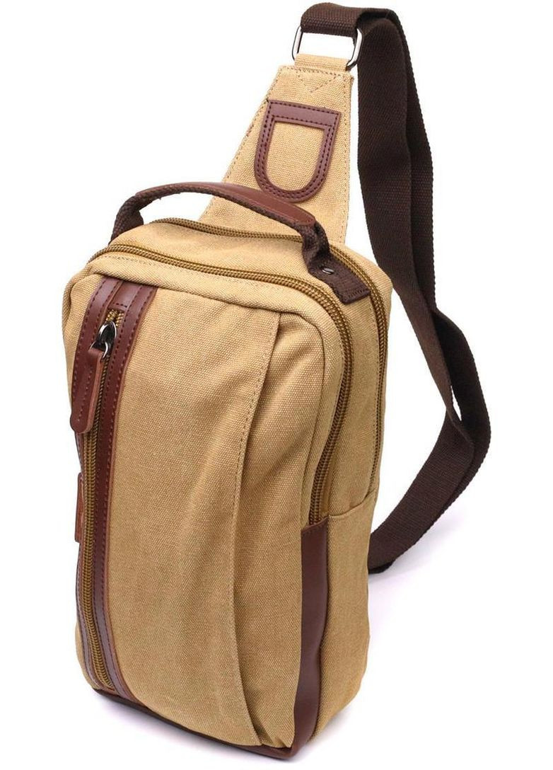 Сумка слінг чоловіча через плече на одну шлейку із міцного текстилю середня Пісочний 35736 Vintage (343339770)