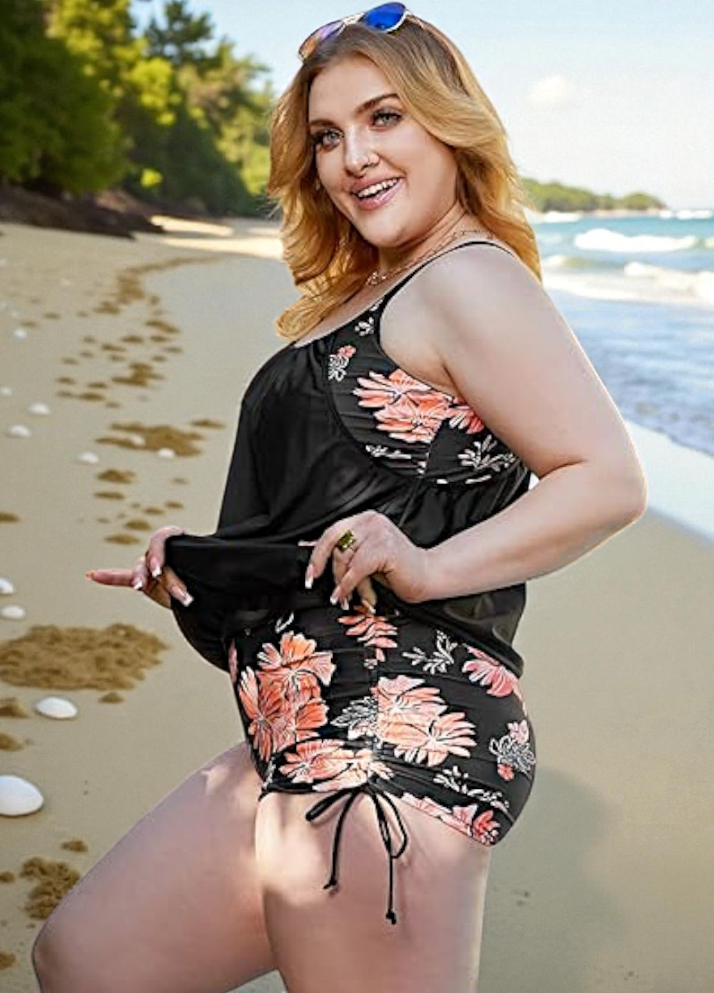 Черный летний женский купальник tankini plus size с утягивающим эффектом черный (8188) танкини FS