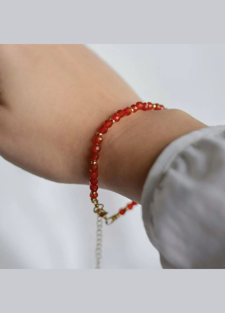 Браслет натуральный камень Сердолик, фур-ра гип-ный сплав цвет золото d-4мм+- L-18-23см No Brand браслет (303434932)