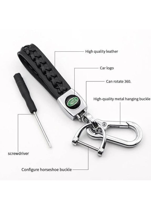 Брелок для авто ключів (натуральна шкіра, універсальне кріплення, чорний) Land Rover (360949136)