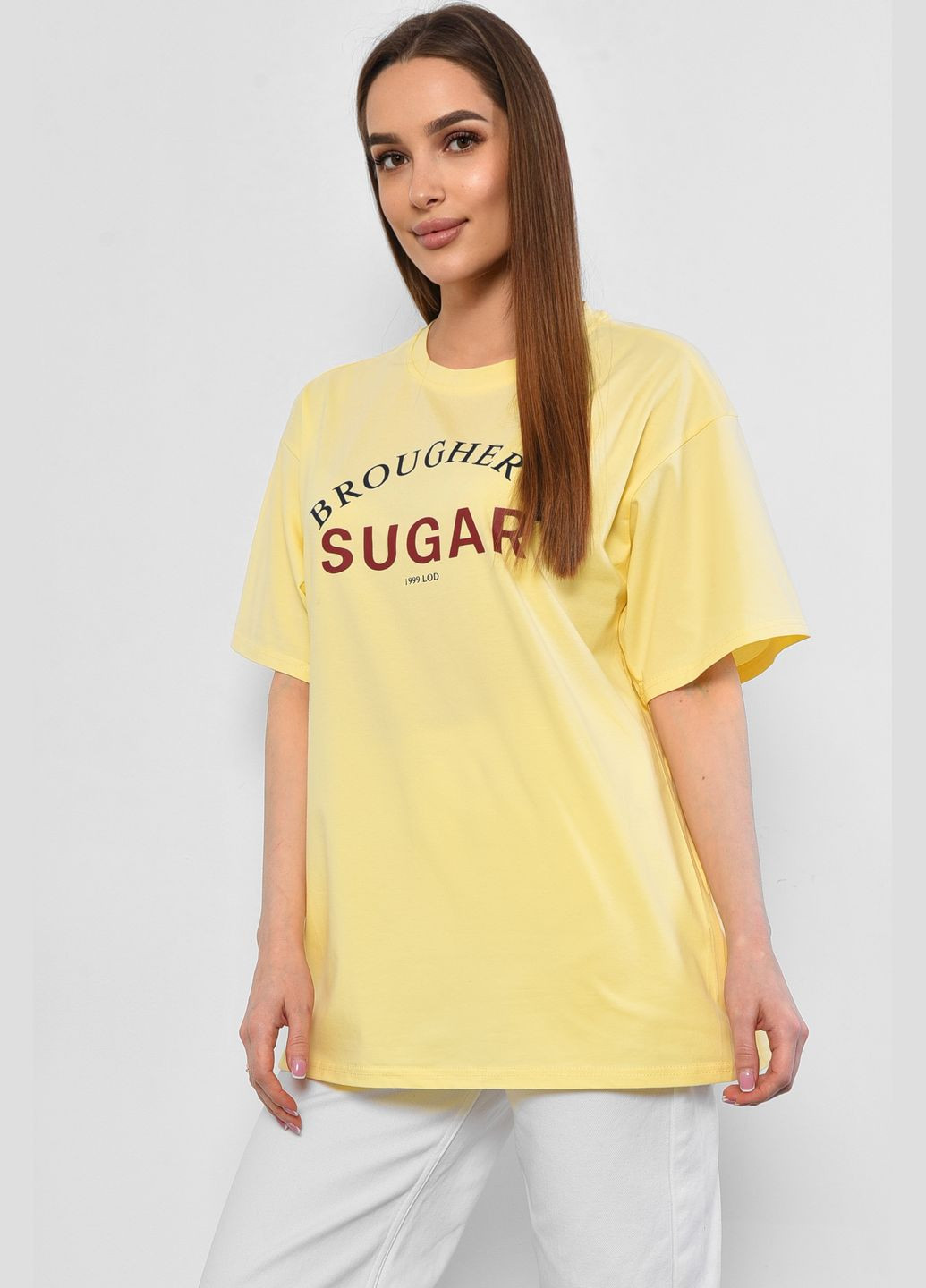 Желтая летняя футболка женская желтого цвета Let's Shop