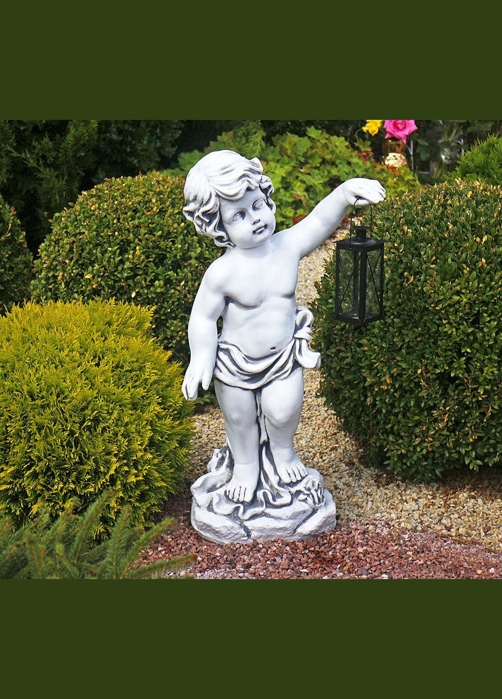 Садова фігура Хлопчик із ліхтарем + LED 81х39х25 см (ССП122081 ) Гранд Презент (284419198)