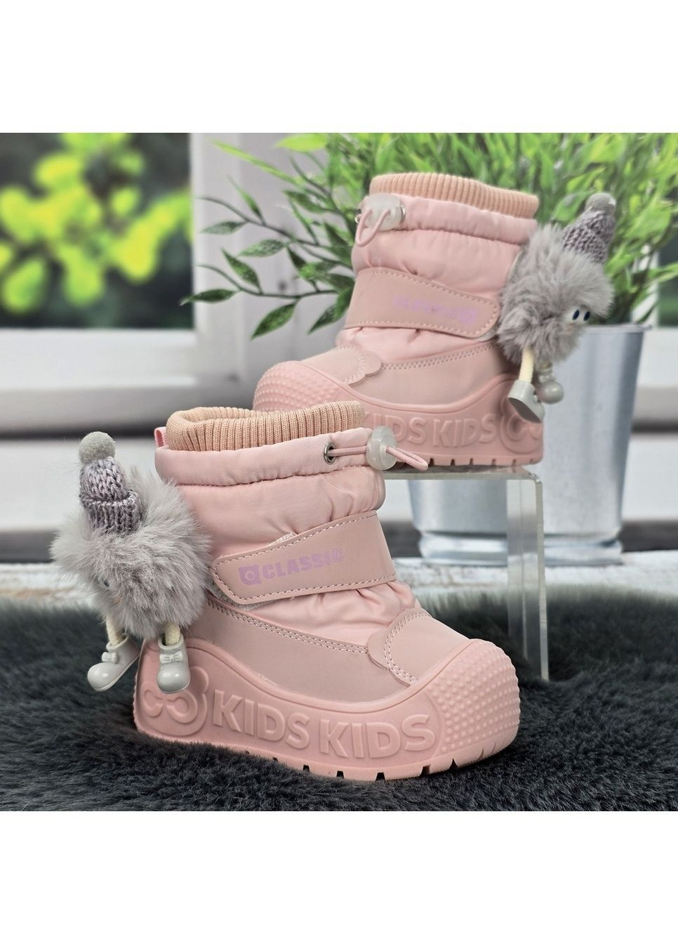 Чоботи дутики дитячі для дівчинки зимові на овчині Fashion (369377426)