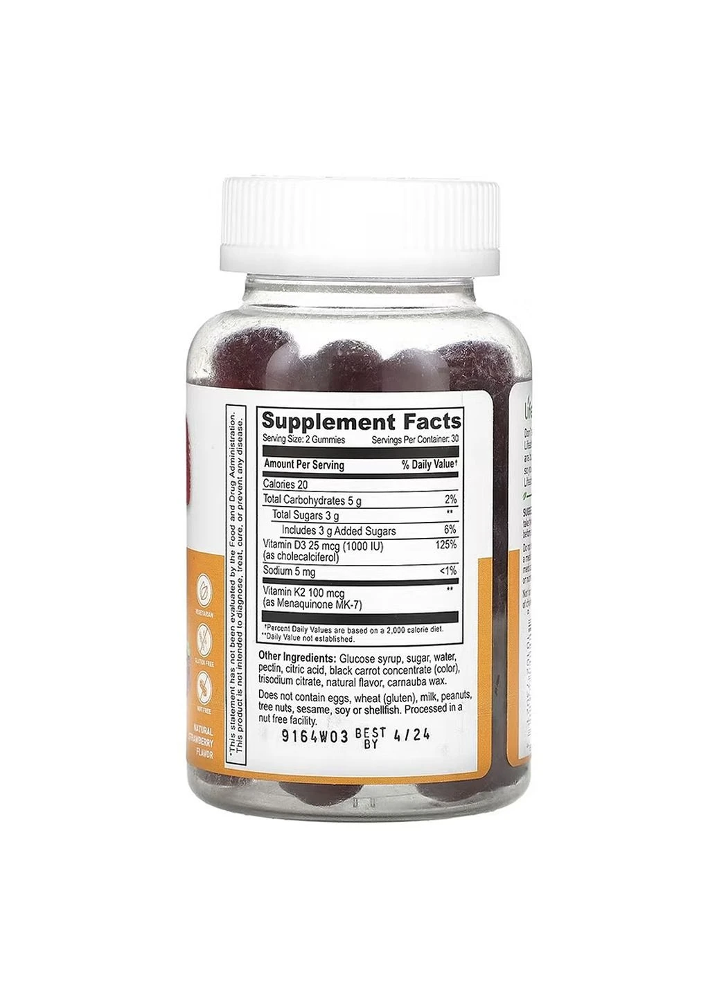 Комплекс вітамінів Vitamin D3 + K2 Adult - 60 gummies Lifeable (374152834)
