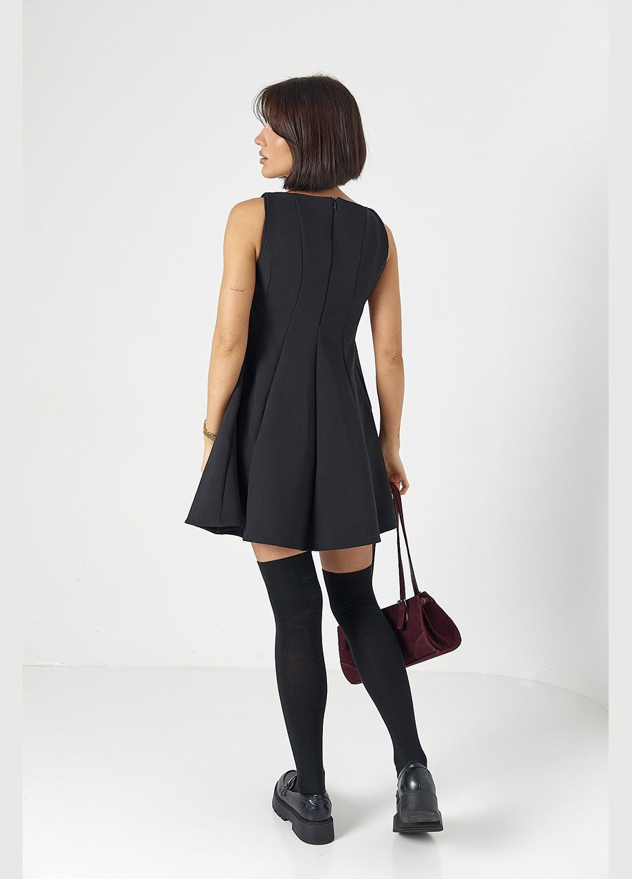 Черное женское короткое коктейльное платье без рукавов Lurex