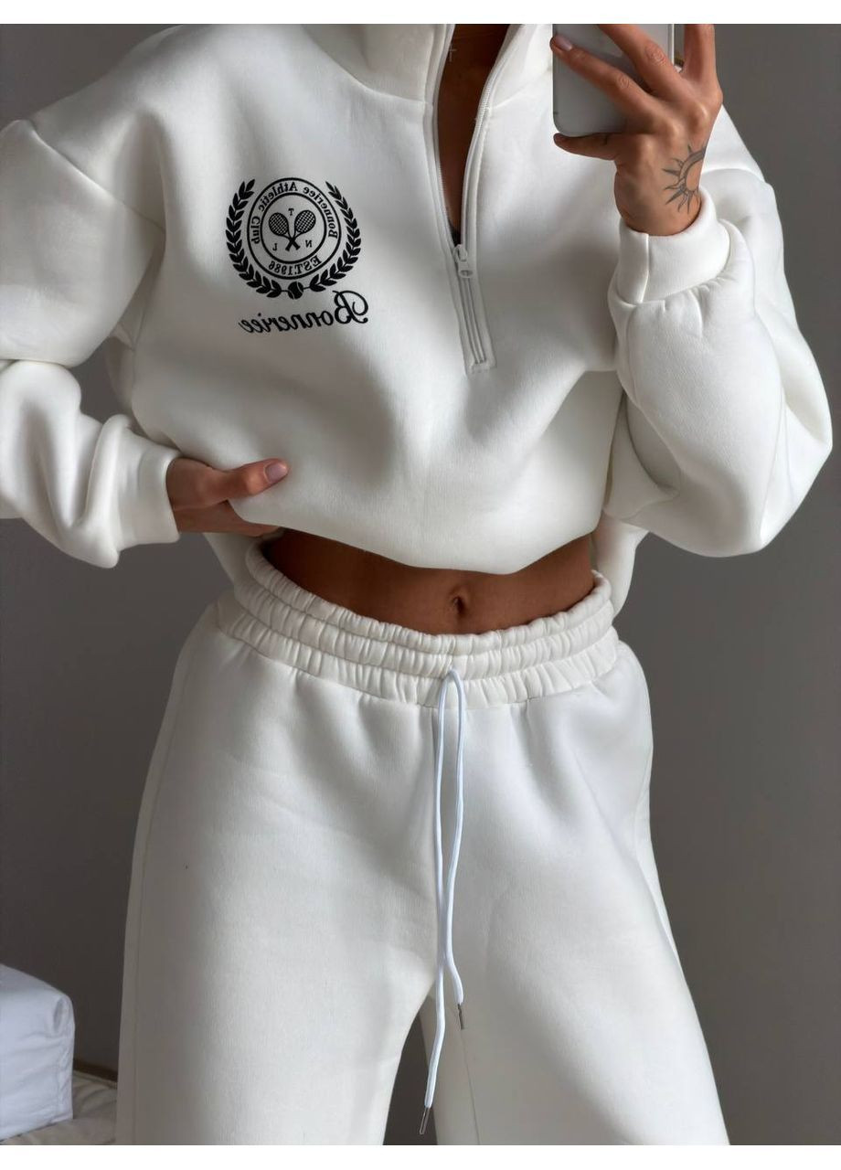 Стильный молочный костюм Тринитка на флисе Турция Україна (366671215)