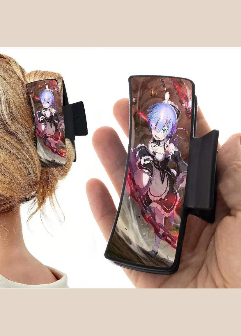 Заколка крабик для волосся Аніме Життя в альтернативному світі з нуля #0005 чорний No Brand (315631452)