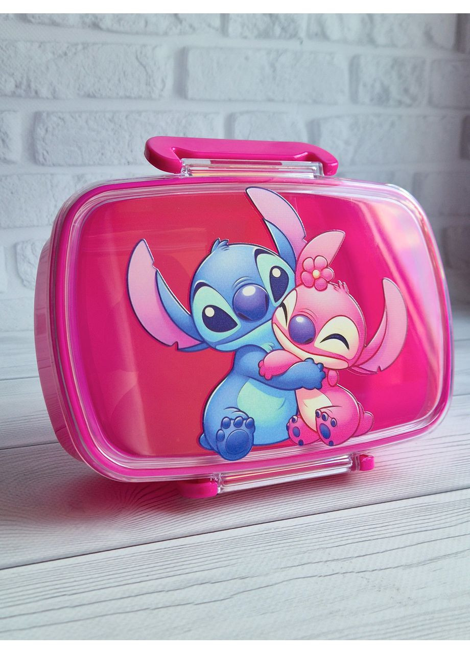 Ланч бокс Стіч і Ангел на 800 мл рожевий (дизайн 47) Creative (355391985)