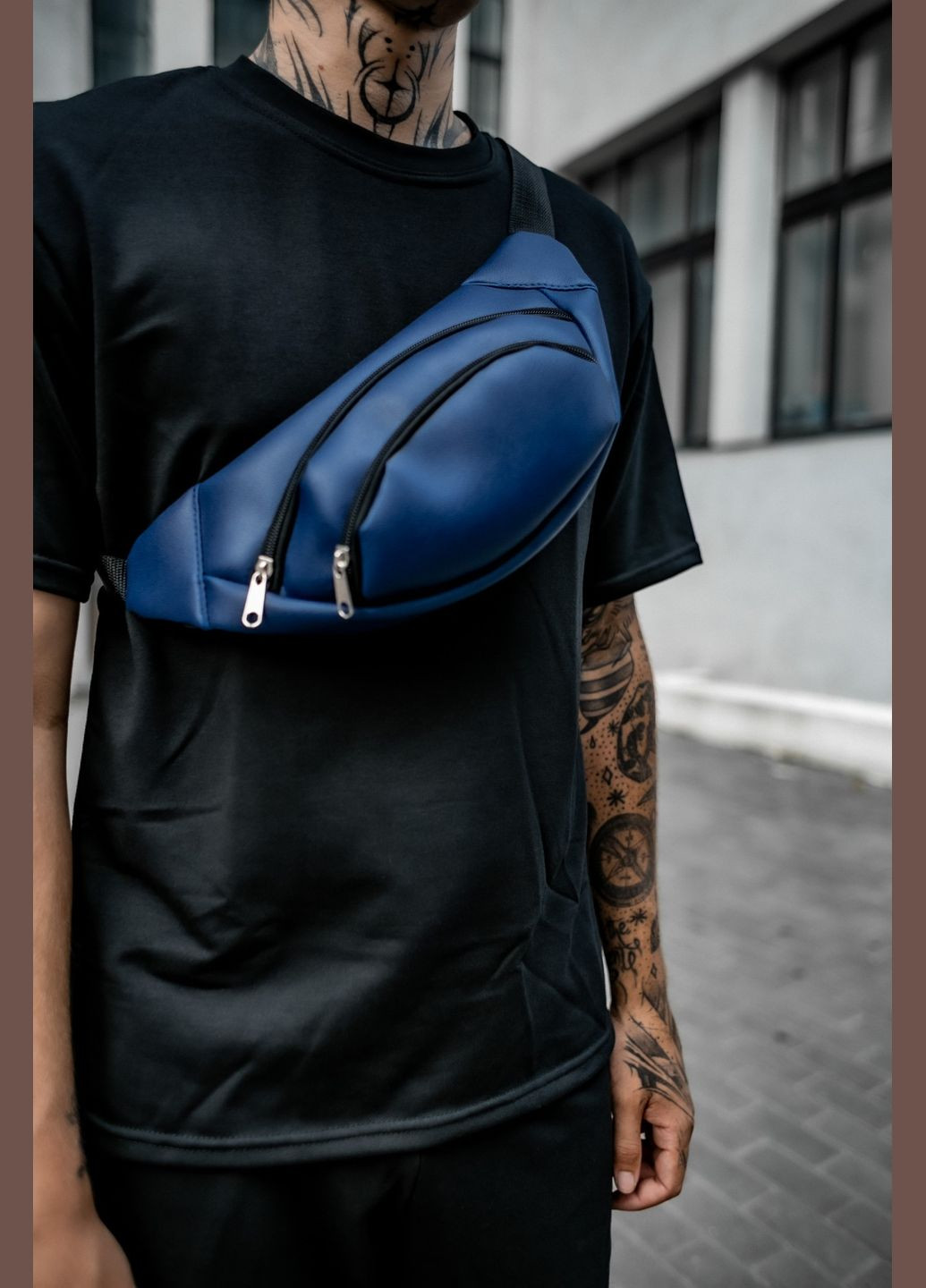 Бананка шкірзам синя унісекс без лого Intruder (332796505)