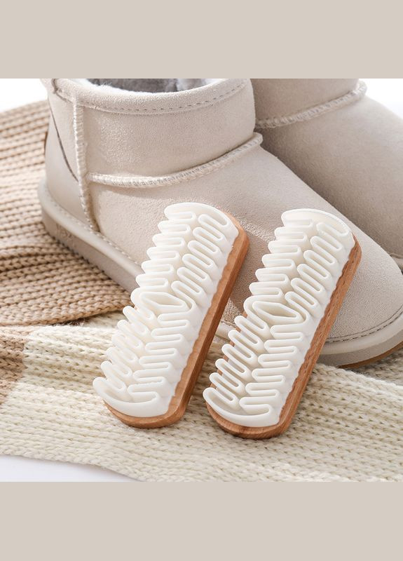 Щітка для делікатного догляду за замшею нубуком та кашеміром з гумовим ворсом у дерев'яній колодці No Brand (322594649)