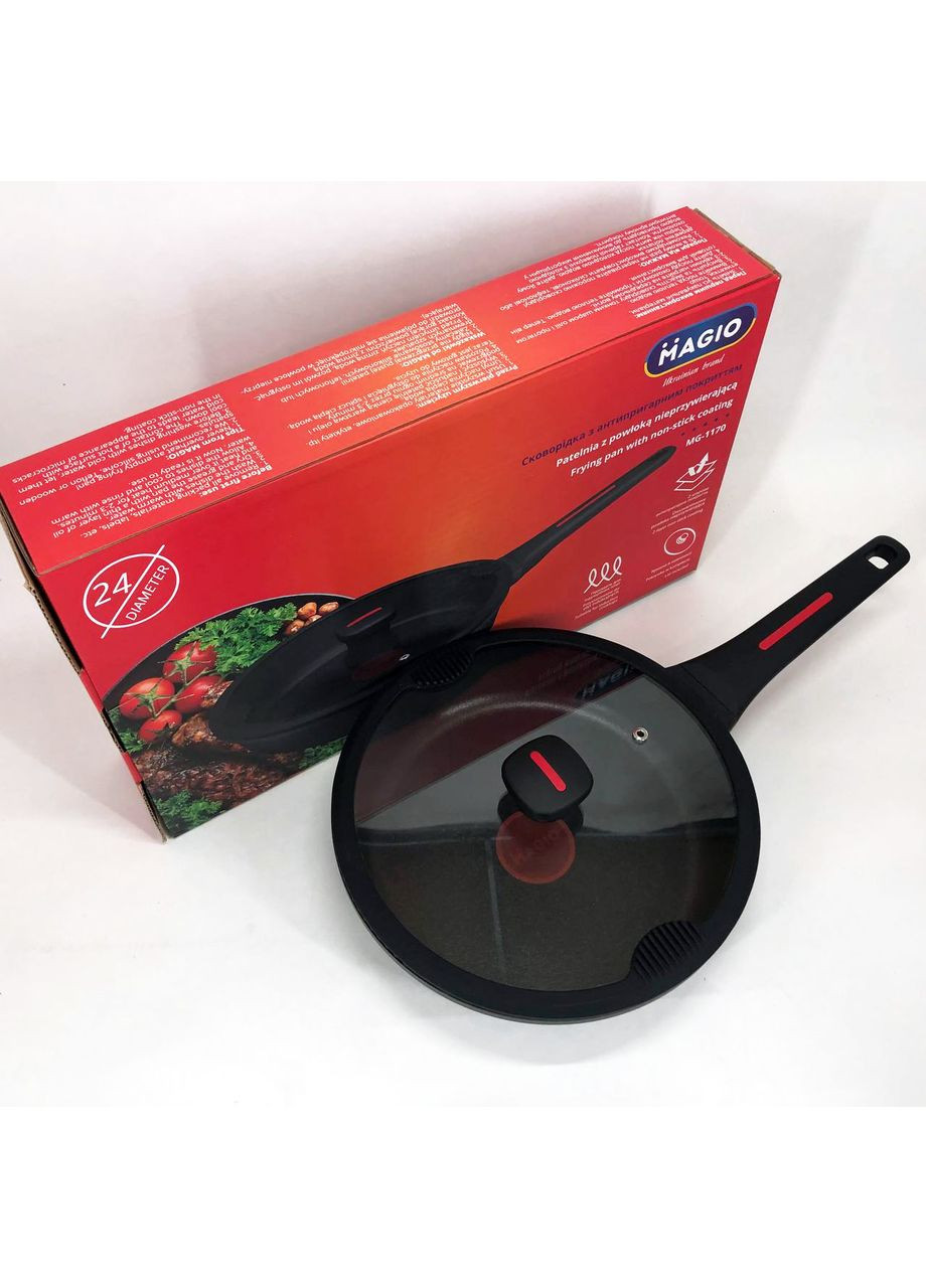 Литая антипригарная сковорода MG-1170 24 см, для индукционной плиты, сковорода с индукционным дном Magio (365813137)