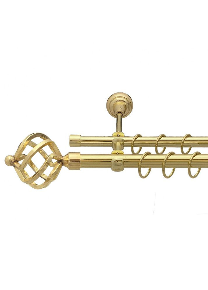 Карниз Ажур металевий дворядний відкритий гладка труба Золото 19\16 мм 300 см (00-00012953) ORVIT (300280716)