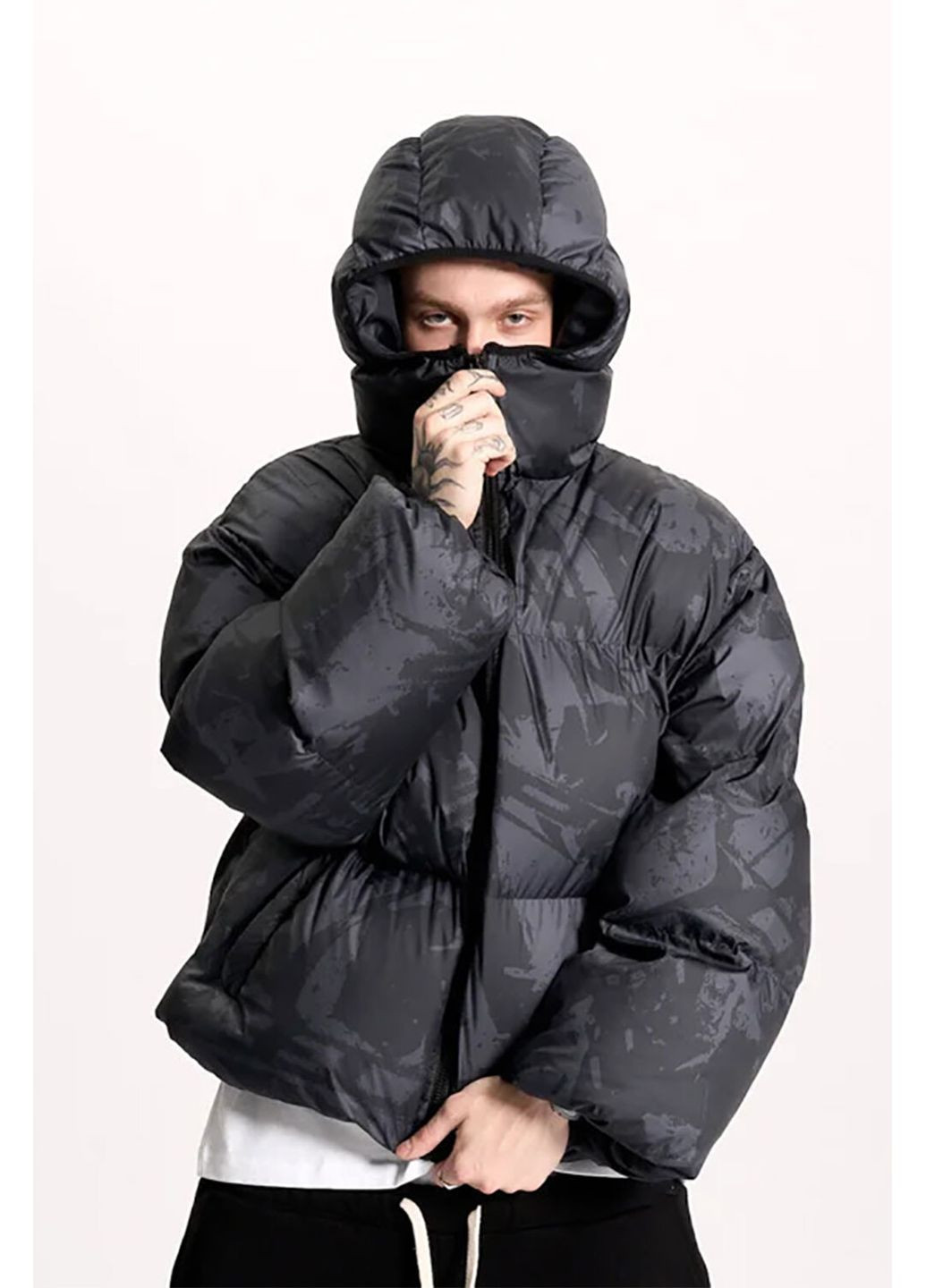 Чорна зимня чоловіча зимова оверсайз куртка "flokk" чорного кольору OGP