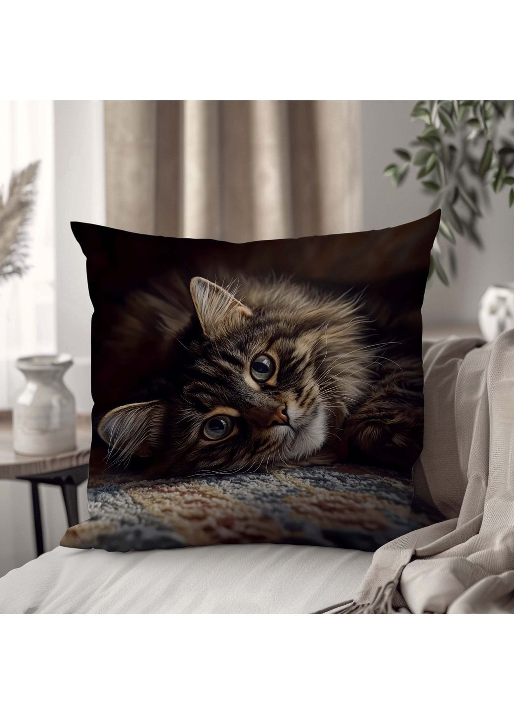Подушка декоративная сувенирная с принтом Кота 45×45 см 1322345UA WONKEY (362732363)
