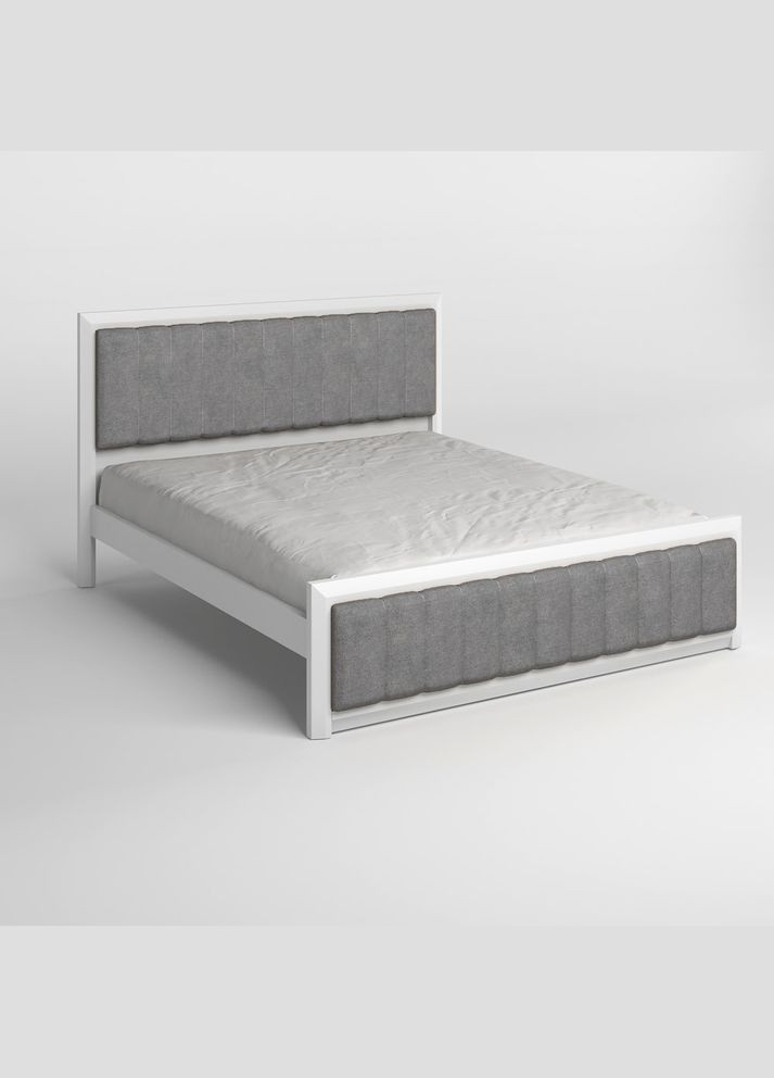 Двуспальная деревянная кровать Барселона Б1 (RAL9003)/Аляска 93 (Серый) 140х190 см (MBG-11824) Mebigrand (368279296)