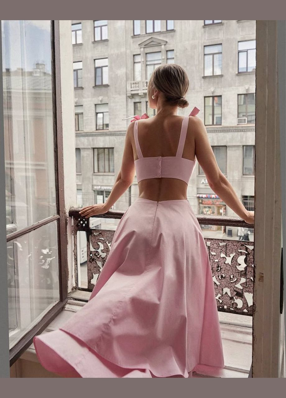 Розовое повседневный платье женское а-силуэт Гермес однотонное