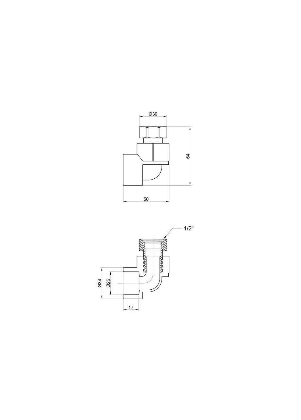 Угол 3/4" 90° d=25мм полипропиленовый 3/4" в латун. накид. гайка, лат. шток для полипроп. труб (DSE702) Thermo Alliance (365736505)