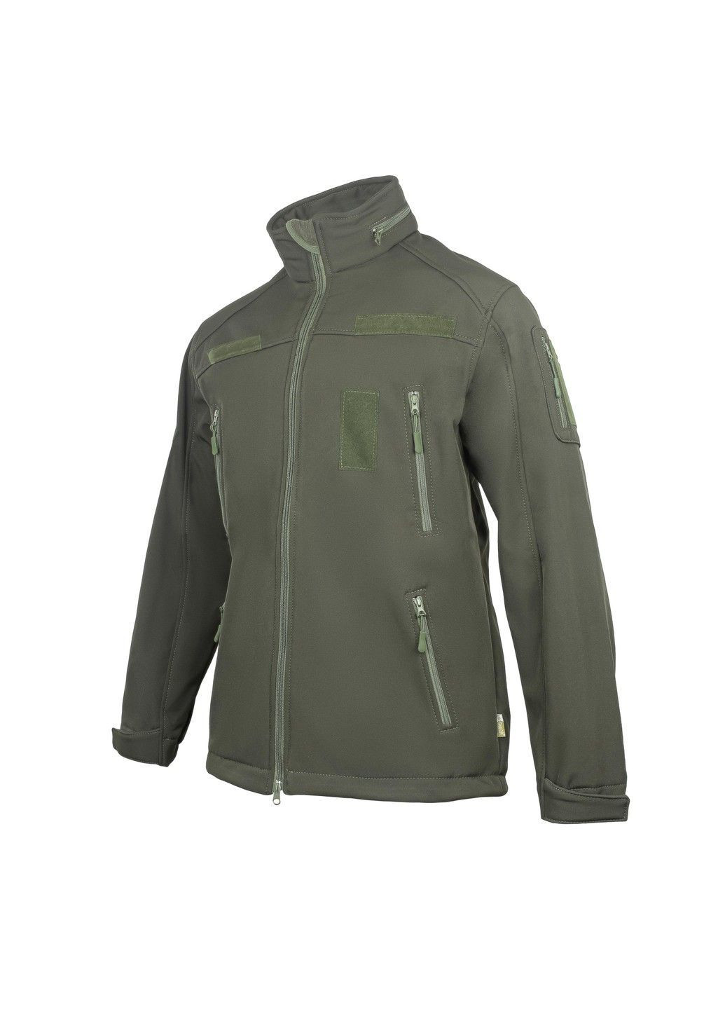 Оливкова демісезонна куртка softshell з липучками для шевронів olive Vik-Tailor