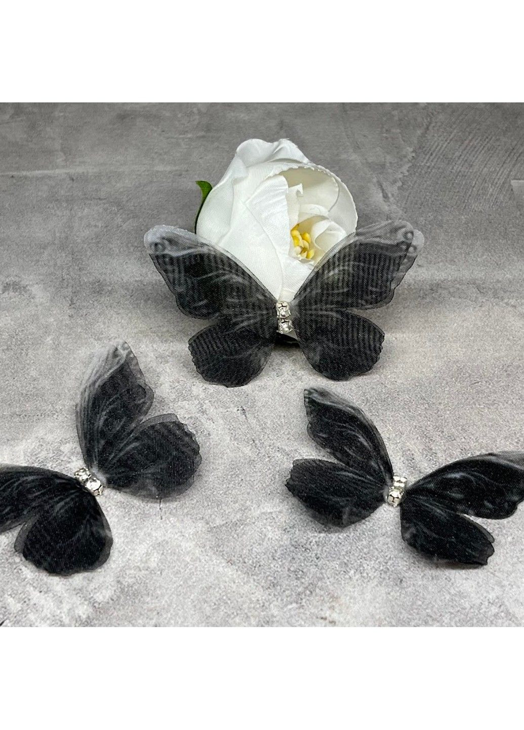 Метелик шифоновий (двошаровий), розмір ≈ 5*3,8 см, арт 018087, 1 шт No Brand (327878272)