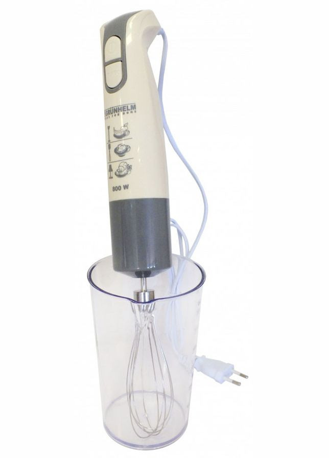 Занурювальний блендер 3в1 EBS-800SG подрібнювач міксер багатофункціональний кухонний Біло-сірий Grunhelm (296925647)
