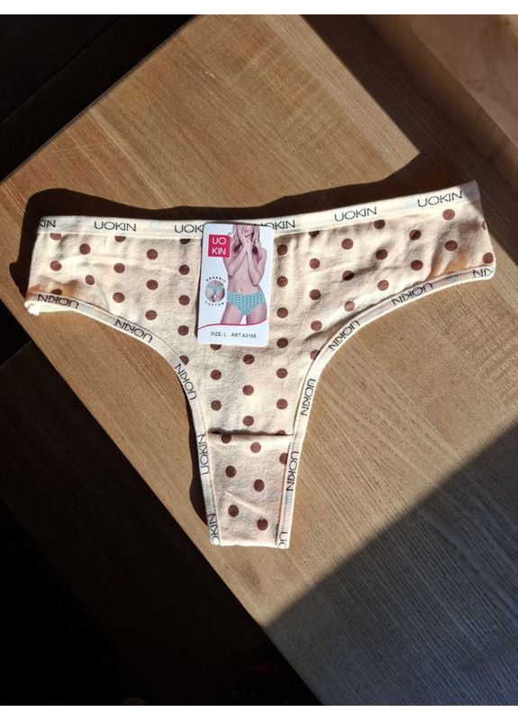 Хлопковые женские стринги в горошек с мягкой резинкой UOKIN Стрінги (358936091)