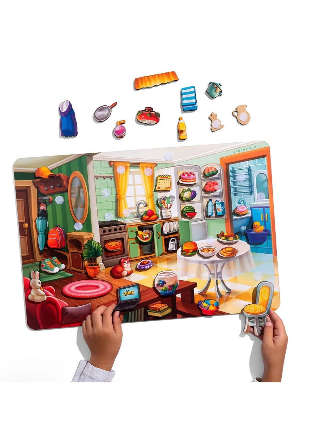 Деревянная игра на липучке «Наведи порядок в комнате и накорми Ваню» Ubumblebees (303133462)